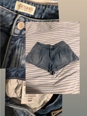 Shyanne Light Blue Denim High-Waist Pleated Shorts